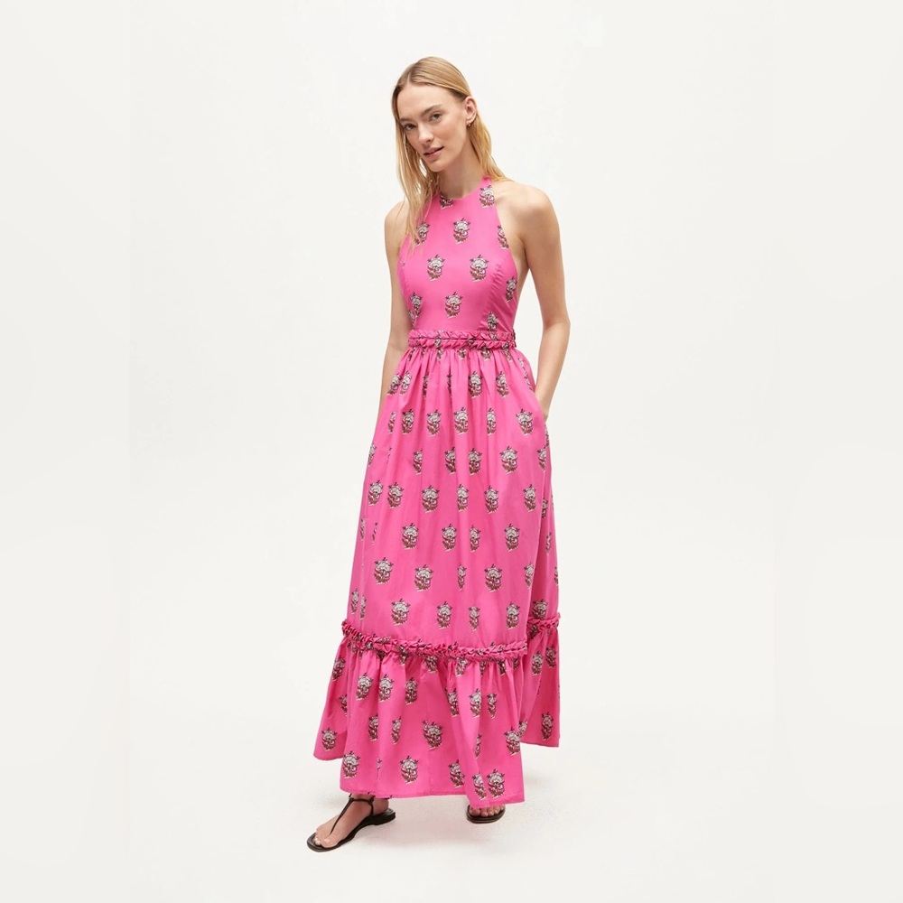 NWT Rhode Salena Dress in print Marigold Flower Hot Pink